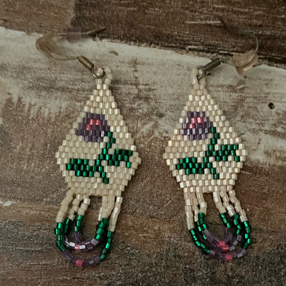 Native American Beaded Floral Earrings